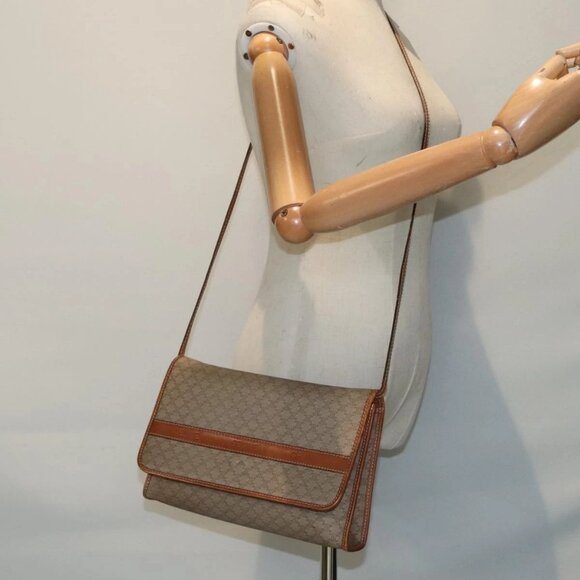 CELINE Macadam Canvas Shoulder Bag PVC Beige - Picture 14 of 16